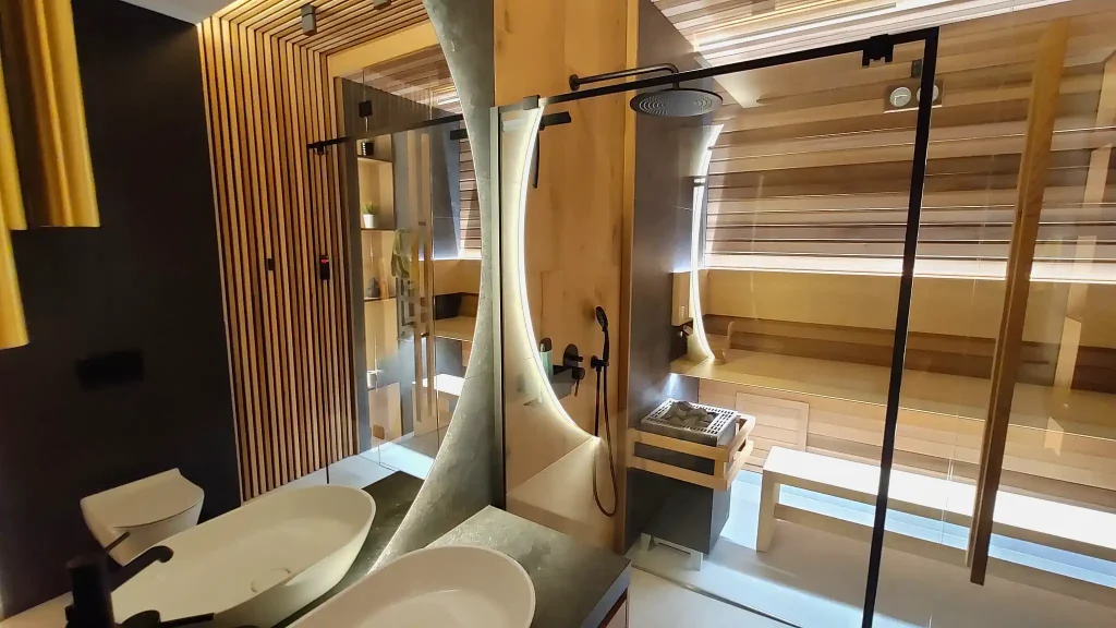 sauna sucha cedrowa w łazience